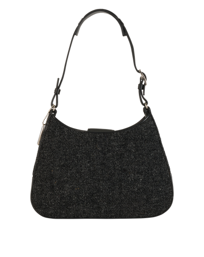 Vintage Legacy West Shoulder Bag, &pound;150, Handbags, Black, Leather/Wool, Front view